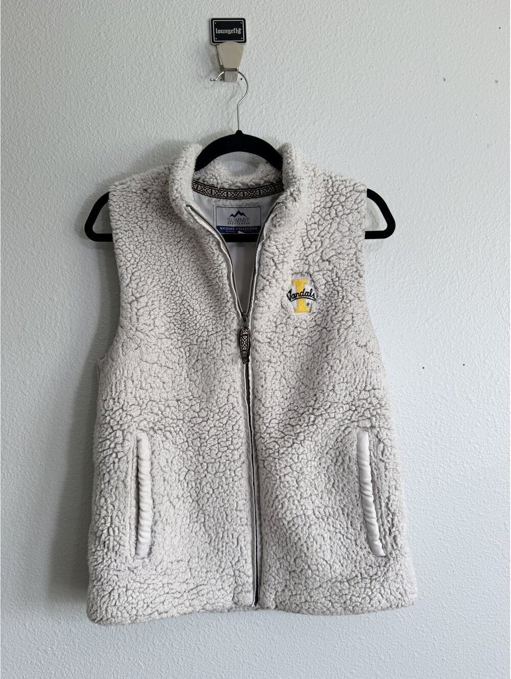 Summit Sportswear Idaho Vandals Sherpa Vest Full Zip Cream Size M